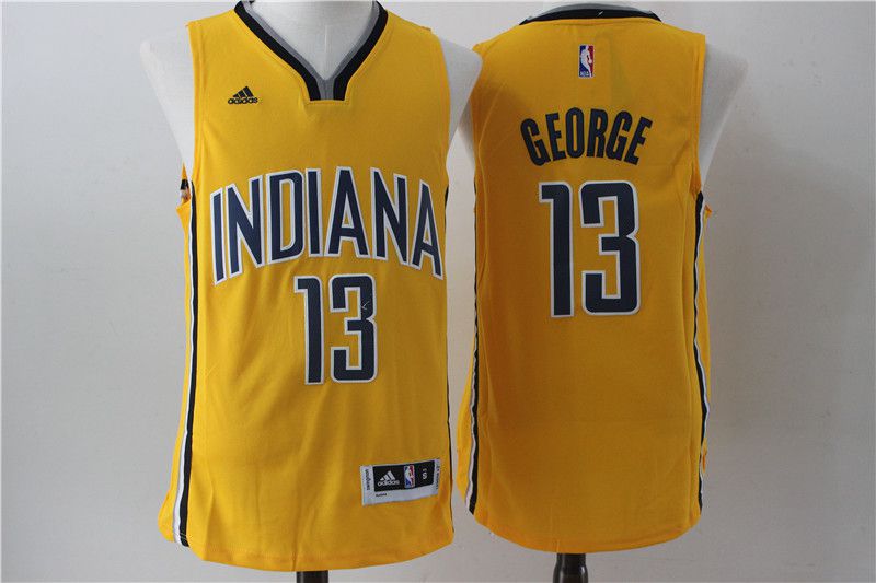 Men Indiana Pacers 13 George Yellow Adidas NBA Jersey